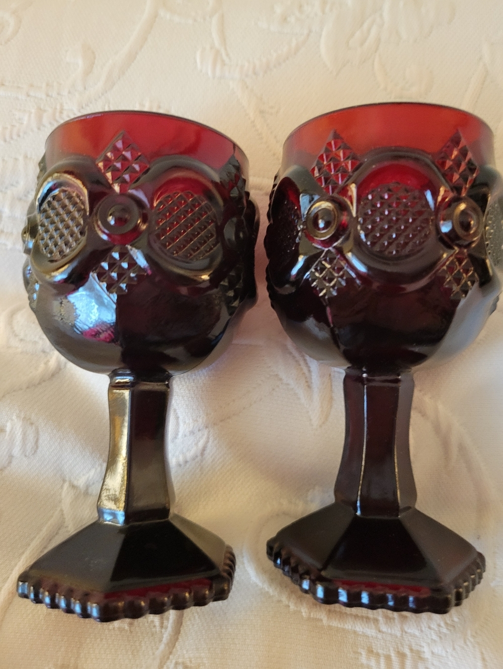 Red Ruby Vintage 1876 Red Goblets Produced By Avon.